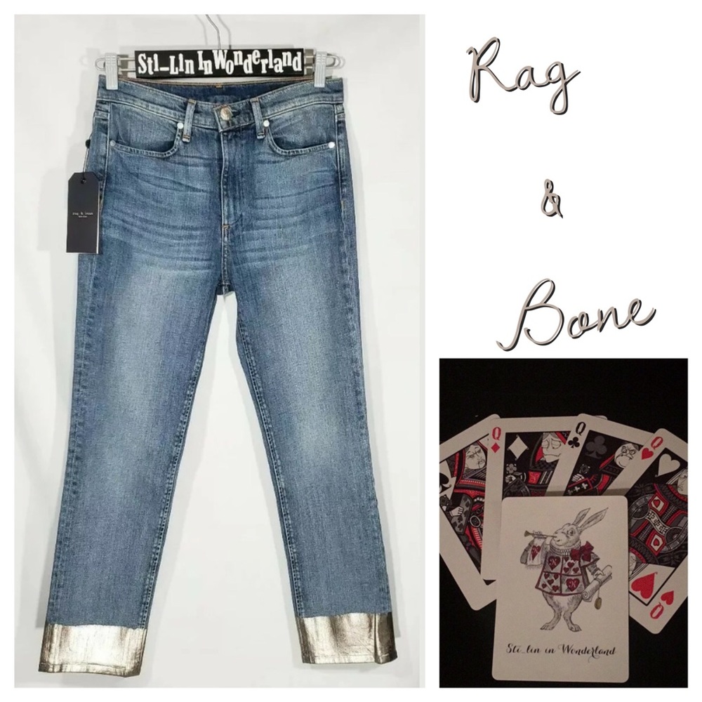 New Rag & Bone Bilbury Dip Hem Skinny Ankle Jeans